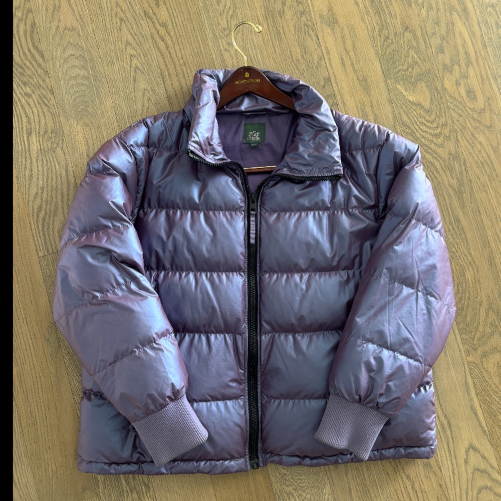 wild fable Iridescent Purple Puff Bomber Jacket